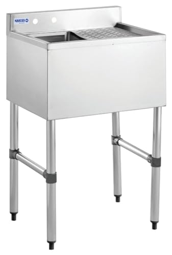 Kratos Commercial Restaurant Sink, 1 Bowl Underbar Compartment Sink with Faucet and Right Drainboard - 24"x18.75" (29N-112)