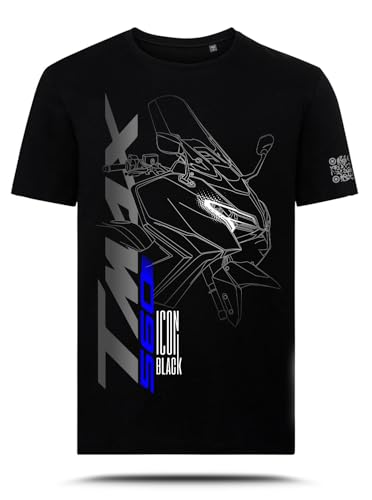 Camiseta con gráfico AZ Graphishop compatible con Yamaha Tmax 2025 Icon Black TS-FM-201, Negro , 3XL