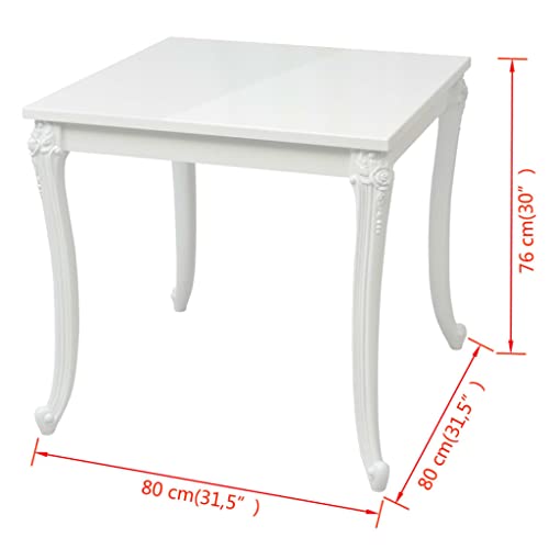 Mesa de comedor de MDF lacado blanco brillante y estructura estable 4