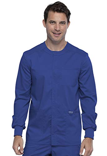 Workwear Revolution Men Warm Up Scrubs Jacket Snap Front WW380, S, Galaxy Blue