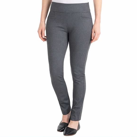 Dalia Womens Pull-On Ponte Pant with Built-in Tummy Control Panel X-Small Charcoal Navy Combo