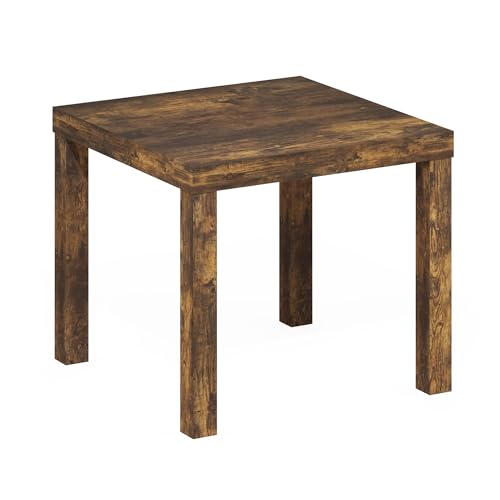 Image of Furinno Classic Side Table, Square Modern End Table with 1.8 inch Triple Thick Tabletop, Simple Night Stand, Bedside Table, Toolless Assembly, for Living Room, Bedroom, Amber Pine