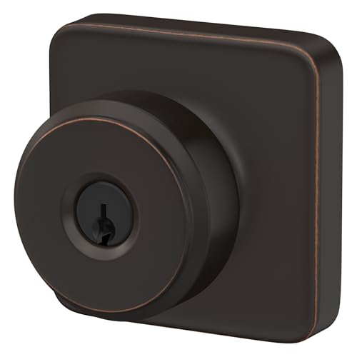 Image of Schlage F51A BWE 716 LFL Bowery Door Knob with Laflin Trim, Keyed Entry Lock, Aged Bronze