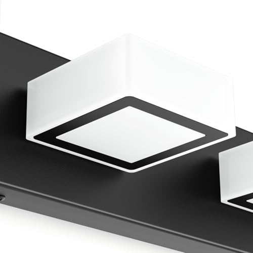 Image of Ralbay Black Bathroom Vanity Lights 24inch Metal Acrylic LED Modern Bathroom Wall Lighting Fixtures Over Mirror Matte Black (White Light 6000K, Non-dimmable)