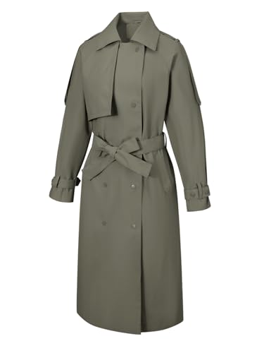 Image of Bellivera Women's Classic Long Windproof Trench Coat With Belted Waist