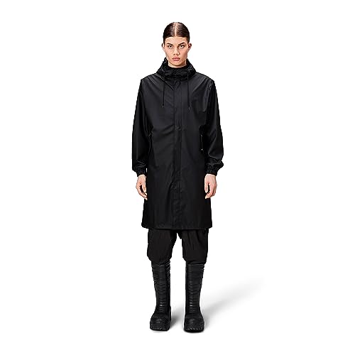 Image of RAINS Fishtail Parka - Waterproof Longline Raincoat, Men and Women | Waterproof PU parka for men and women; 5000 mm water column, welded seams, fishtail hem, hood, windproof, longline coverage