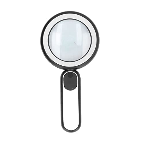 Garosa Handheld Magnifying Glass, 20X Magnification with 21 LED Lights USB Rechargeable Large 85mm Lens for Seniors Reading and Inspection Black and White