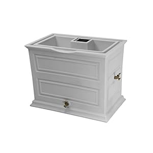 Good Ideas Savannah Elevated Garden Colonial Style 42 Gallon Rain Saver Barrel with Planter and Two Metal Spigots, Cool Gray