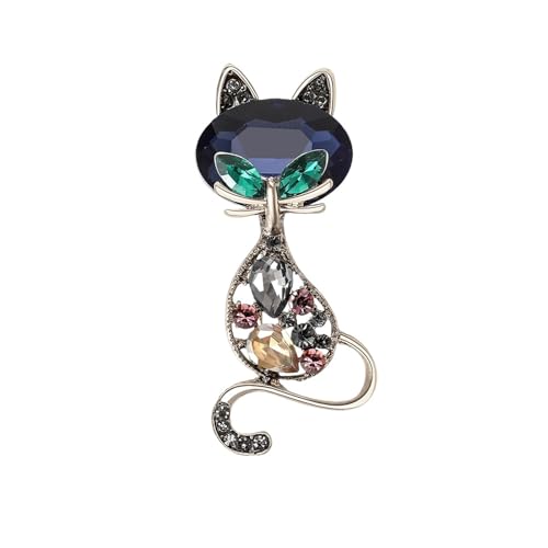Broches de gato con diamantes para renovar chaquetas sosas y ropa de fiesta