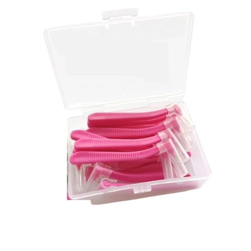 Brossette interdentaire coudée en L rose 0.6mm pour hygiène bucco-dentaire 20 pièces