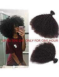 BODHI TREE Afro Kinkys Curly Hair Bundles Unprocessed Virgin Hair Kinky Curly Human Hair Afro Kinkys Bulk Human Hair for Black Women Natural Color（12 14 16）