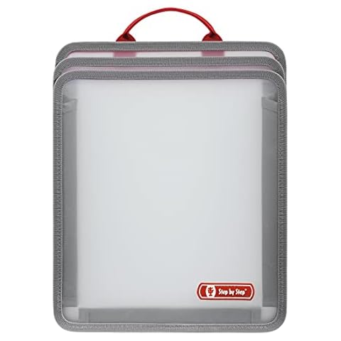Step by Step Heftbox mit Tragegriff, transparent, für Hefte und Schnellhefter, DIN A4, Fach für Lineal, mit Tragegriff, platzsparend, 3 Fächer Cover