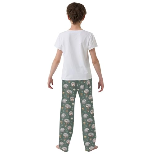 Hedgehog Mushroom Floral Boys Long Pants Soft Trousers Elastic Waist Kids Lounge Bottoms with Pockets S-XL3