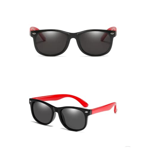 Óculos De Sol Infantil Flexível Com Proteção UV400 - Polarizado - Preto com haste em Vermelho