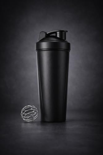 Image of Premium 750ml Gym Shaker Bottle - BPA-Free Food Grade Plastic, Leak Proof Flip Cap, Mixing Ball Included, Durable Matte Black Protein Shaker for Gym & Fitness