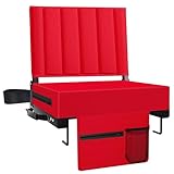 Aliphon Stadium Seat for Bleachers with Back Support and Cushion, Bleacher Seats with Shoulder Strap and Cup Holder, Padded Portable Folding Comfort Stadium Chair, for Sports Events, Red (1pcs)