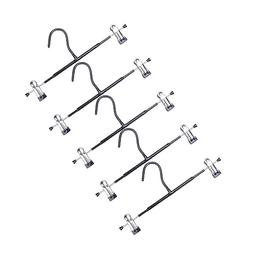 VILLFUL 5pcs Clothes Hanger Drying Racks Coat Hanger Trouser Press Space Saving Hanger Retractable Pants Hangers Trousers Hanger Cloth Hangers Faux Navel Piercing Space Saver Hangers Black