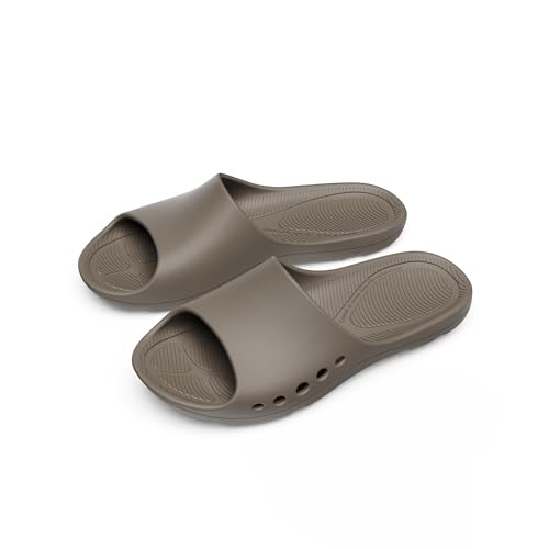 Image of KENROLL KW211 Non Slip Shower Slides, Thin Flat EVA Slippers | 7 drainage holes (5 side+2 bottom), rubber anti-slip patches, lightweight, for pool beach dorm gym, unisex, barefoot feel