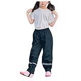 pitashe_Bekleidung Matschhose Kinder Regenhose Hosenträgern Hosen Baumwolle Winddicht reflektierender Streifenstreifen Mädchen Winter für Hose, A2 Dunkelblau