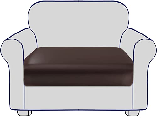 Pu Leather Couch Cushion Cover Waterproof Sofa Cushion Slipcovers, Replacement Leather Couch Seat Cover for Chair Cushion Furniture Protector, Faux Leather Sofa Seater Slipcovers with Elastic Bottom