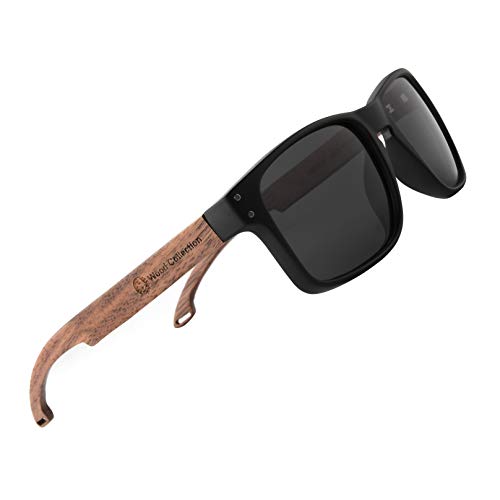 Sunglasses Walnut Wood Sunglasses with Black Polarized Lens Unisex