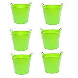 Unidades : 6 Pack de 6 capazos de plástico Flexible, de Color Verde, de 36 x 30,3 cm con Capacidad de 26 litros, con Asas, Ideal para Trabajo de Vendimia, Agricultura…Cubo de plástico (6uds/ 26 litros Verde)