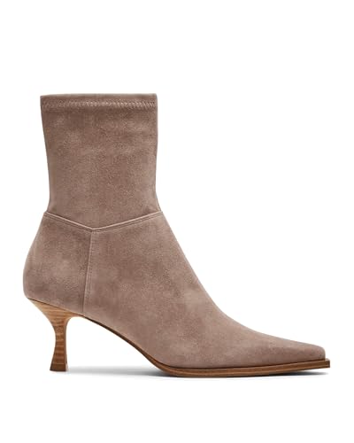 Coutgo Womens Kitten Low Heel Ankle Boots Pointed Toe Side Zipper Short Booties Fall Shoes