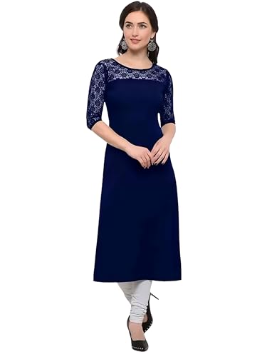 Image of Women's Crepe A-line Straight Kurtis, Plain Casual Wear Kurtis