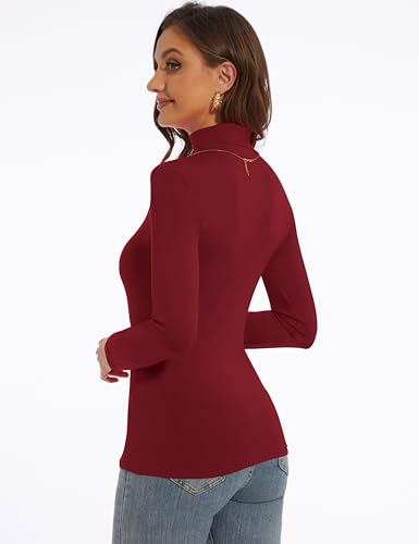 Image of Women's Turtleneck Long Sleeve Shirts Slim Fitted Lightweight Base Layer Casual Tops