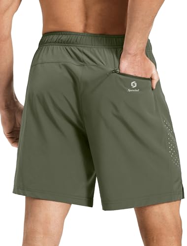 Image of Men's Running Athletic Shorts 7 Inch Quick Dry Lightweight Workout Gym Tennis Shorts 3 Zipper Pockets