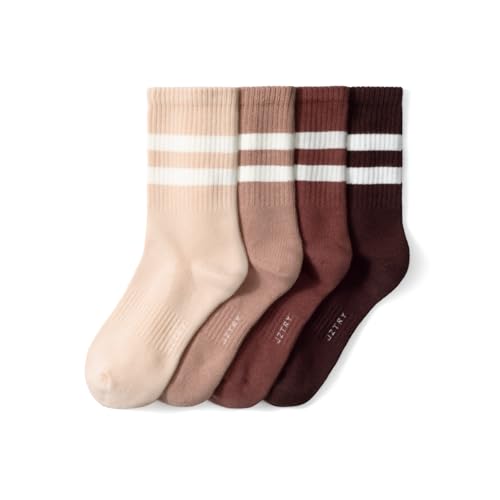 Image of 90% Cotton Women Socks, 4 Pairs Comfy Athletic Socks for Running & Casual Wear with Seamless Toe&Arch Support, Size 6-9
