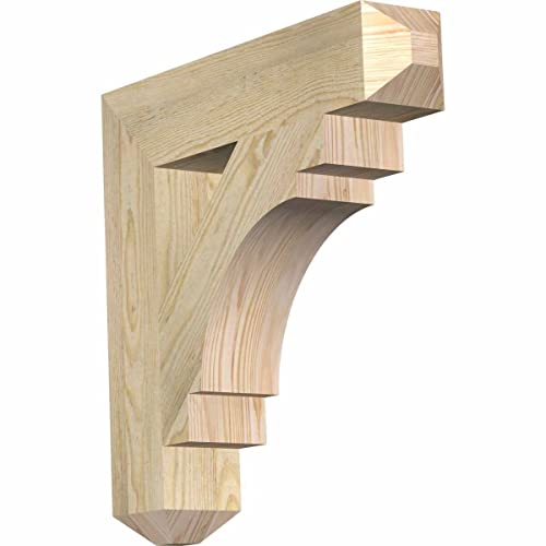 Ekena Millwork BKT04X20X20MRC04RDF Merced Craftsman Rough Sawn Bracket, 4" Width x 20" Depth x 20" Height, Douglas Fir
