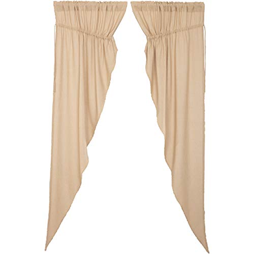 VHC-Brands-Farmhouse-84x36x18-Prairie-Panel-Pair-Tan-Rod-Ties-Window-Curtains VHC Brands Farmhouse 84x36x18 Prairie Panel Pair Tan Rod Ties Window Curtains