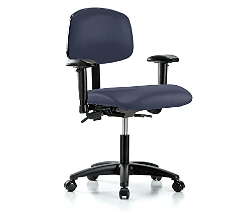 Image of Perch Multi-Task Office Chair with Adjustable Armrests | Desk Height 17-22 inch | Imperial Blue Vinyl