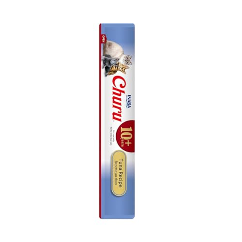 Image of INABA Churu for Senior 10+, Creamy Lickable Cat Treats with Taurine, Vitamin E & C, 0.5 Ounces Each, 24 Tubes (4 per Pack), Tuna Recipe