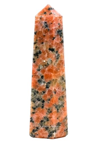 Image of Amazing Gemstone Pink Dotted Calcite Crystal Towers ~ Natural Healing Crystal Point Obelisk for Reiki Healing and Crystal Grid (2 to 3 INCH)