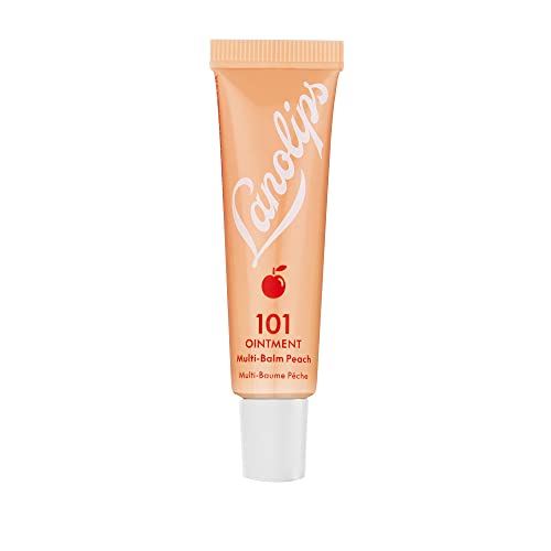 Lanolips 101 Ointment Multi-Balm, Peach – Fruity Lip Balm with Vitamin E Oil and Lanolin for Lip Hydration – Naturally Flavored Lanolin Lip Balm for Very Dry Lips – Dermatologist Tested (.35 oz)