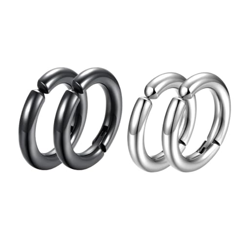 4 Pièces/2 Paires Non-Piercing Boucles d'oreille Clip d'oreille Faux Anneaux d'oreille pour Hommes et Femmes,Boucle d'oreille Homme,Clip Non Piercing, en...