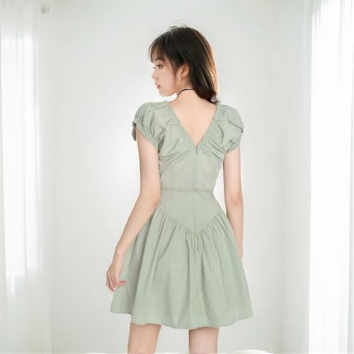 Robe courte à manches bouffantes et col V : le charme de l'été - 5