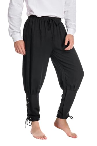 Mens Spring Summer Autumn Ankle Banded Pants Medieval Viking Navigator Trousers Renaissance Pants