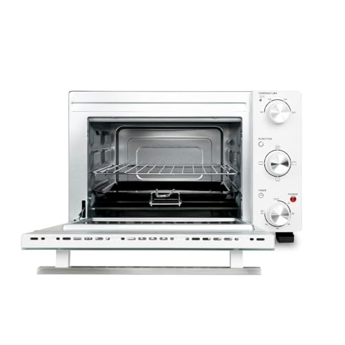 Mini Horno Eléctrico de Sobremesa - Temperatura regulable - Temporizador de hasta 60 Minutos - 3 Opciones de Calentamiento - Capacidad: 35 L - Color: Blanco - Kubo