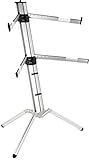 K&M Konig & Meyer 18860.000.30 Spider Pro Keyboard Stand | Height & Depth Adjustment For 2 Keyboards | Extendable Arms | Mic Boom Thread | Cable Clamp | Folds For Travel German Made Anodized Aluminum