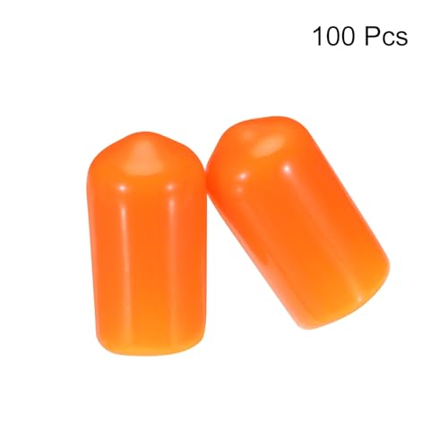 Image of MECCANIXITY 100pcs 8mm(5 /16 inch) Rubber End Caps Cover PVC Vinyl Screw Thread Protector Round Wire Shelf Caps for Screw Bolt Pipe Fence Post, Orange