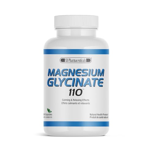 SD Pharmaceuticals Magnesium Glycinate 110mg - 90ct Veggie Capsules - Enhanced Bioavailability & Absorption - Gentle on the Stomach