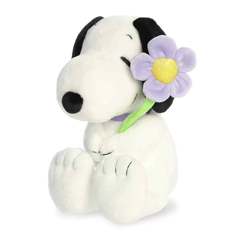 Aurora Adorable Peanuts Snoopy Stuffed Animal - Officially Licensed Toys For All Snoopy Fans - Seasonal Plush For The Spring Season - Purple Flower 9...