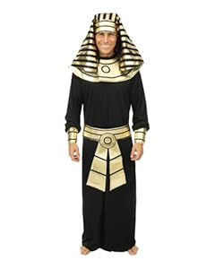 P'TIT CLOWN - Ägyptisches Pharao Kostüm Erwachsene - Herren - Perfekt für Karneval, Halloween, Cosplay, Kostümpartys und Motto-Events - Bequem und realistisch - Polyester (Schwarz, L-XL)