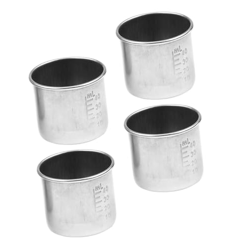 DEARMAMY Bicchieri Dosatori in Acciaio Inox 304 40ml Per Medicinali Liquidi, Tazze Graduati Portatili Multiuso, Set 4 Pezzi Per Uso Domestico e Laboratorio
