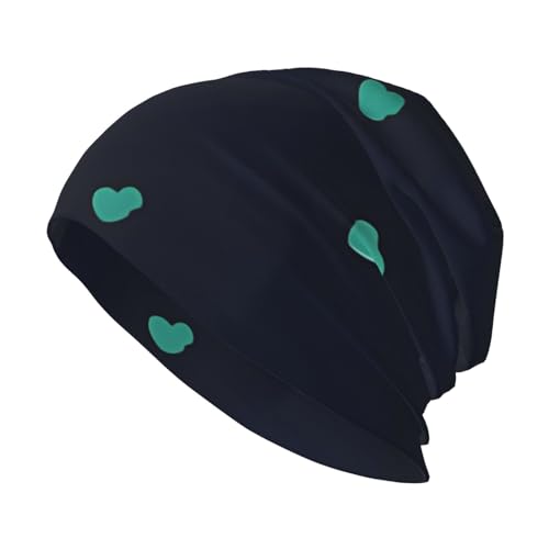 RLDOBOFE Bonito gorro de punto con estampado de fondo azul para adultos, cálido, casual, de punto, a la moda, para exteriores, negro, talla única