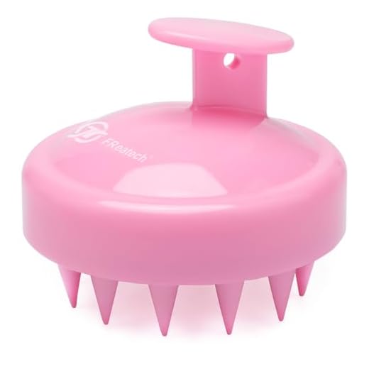FReatech Schampo Hårborste med Silikon Nod för Peeling och Huvudmassage, Hårbotten Massage Borste för Våt och Torr, Rengör Hårrötter, Ta bort Mjäll, Koppla av Skalp, Stimulera Hårväxt, Rosa