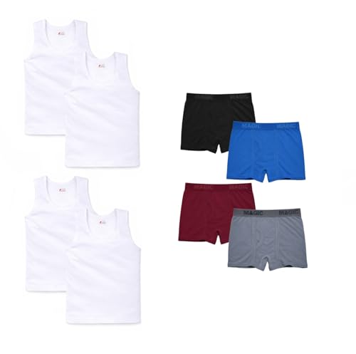 Image of Baby Boys Relaxed Fit White Cotton Vest | Lightweight, Breathable | Ganji | Banian | Baniyan | Kids Sando for Infant Newborn Toddler